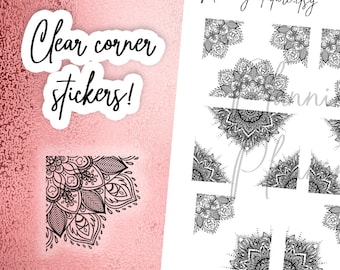 Lotus Corner stickers, Decorative stickers,  Planner stickers , Journaling stickers , Scrapbooking