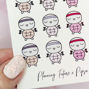 Pegatinas del personaje Shelly Workout, pegatinas decorativas, pegatinas para planificador, pegatinas para diario, pegatinas para scrapbooking