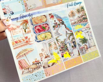 Zestaw naklejek Peach Breeze Gold Foiled Naklejki do planera: dziennik, album, rękodzieło papierowe
