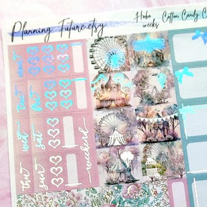 Cotton Candy Carnival Holographic Foiled Hobonichi Weeks sticker kit, Decorative Stickers, Planner stickers, Journaling stickers
