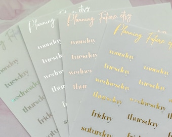 Foiled Date Planner Stickers: Script & Block Font (Style 2)