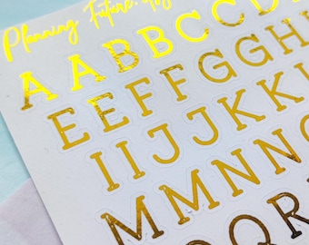 Rustic Alphabets foiled stickers, Planner stickers, Journaling stickers, Scrapbooking, Script stickers