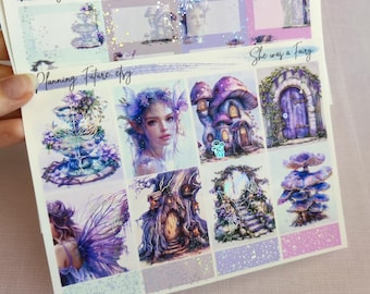 Była wróżką Zestaw naklejek holograficznych z folią Naklejki do planera: dziennik, album, papierowe rękodzieło