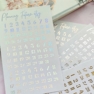 Verijdelde stickers met kleine cijfers, stijl 2, mat of helder, plannerstickers, logboekstickers, scrapbooking, scriptstickers, bloklettertype