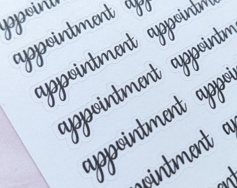 Appointment stickers, Text stickers, Planner stickers, Journaling stickers, Scrapbooking, Script stickers