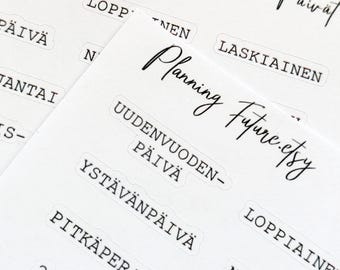 Tärkeät Päivät / Pyhäpäivät (suomeksi) Naklejki skryptowe: Planista, Dziennik, Album z wycinkami