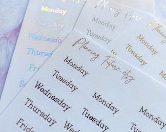 Foiled date stickers, Style 3, Planner stickers, Journaling stickers, Scrapbooking, Script stickers, Block font
