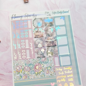 Kit de pegatinas holográficas Hobonichi Weeks de Carnaval de Algodón de Azúcar, pegatinas decorativas, pegatinas para planificadores y pegatinas para diarios.