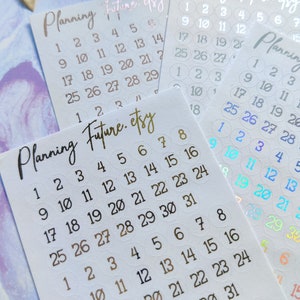 Autocollants déjoués petits nombres, style 3, mats ou transparents, autocollants pour agenda, autocollants de journalisme, scrapbooking, autocollants script, 1-31