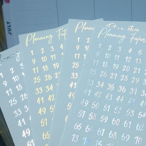 Autocollants déjoués petits nombres 1-100, autocollants pour agenda, autocollants de journalisation, scrapbooking, autocollants script