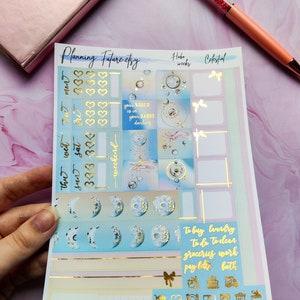 Celestial Gold Foiled Hobonichi Weeks sticker kit, Decorative Stickers,Functional stickers ,Planner stickers , Journaling stickers