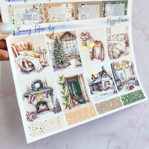 Hygge Haven goudfolie stickerkit, decoratieve stickers, functionele stickers, plannerstickers, logboekstickers