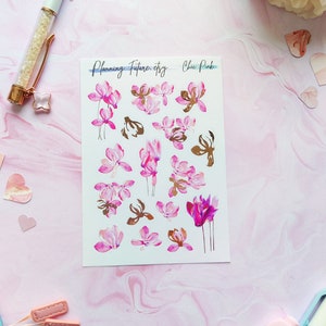 Chique roze, roségoud verijdelde stickers voor planning, bloemen, decoratieve stickers, plannerstickers, logboekstickers, scrapbooking