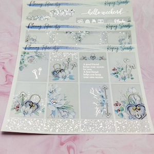 Keeping Secrets Silber Foil Aufkleber Kit NEUES FORMAT, dekorative Aufkleber, funktionale Aufkleber, Planer Aufkleber, Journaling Aufkleber