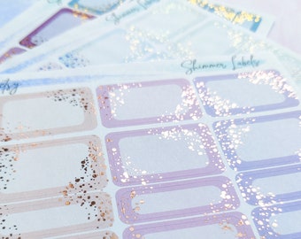 Foiled Shimmer labels, half box and quarter box stickers, Decorative stickers, Planner stickers , Journaling stickers , Scrapbooking
