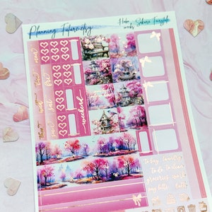 Kit d'autocollants Sakura Fairytale Rose gold Foiled Hobonichi Weeks, Stickers décoratifs, Stickers agenda et Stickers de journalisation