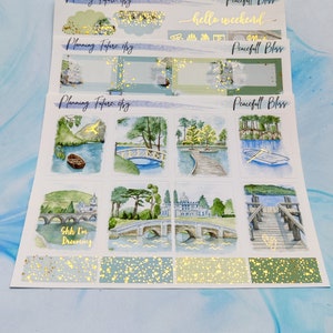 Peaceful Bliss goudfolie stickerkit NIEUW FORMAAT, decoratieve stickers, functionele stickers, plannerstickers, dagboekstickers,