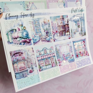 Holografische verijdelde stickerkit pastel geschenken, decoratieve stickers, functionele stickers, plannerstickers, logboekstickers