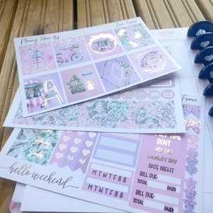 Kit de pegatinas con la palabra "Amor, Francia", pegatinas decorativas, pegatinas funcionales, pegatinas para planificadores, pegatinas para diarios, pegatinas para álbumes de recortes.