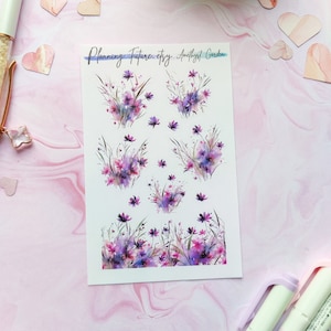 Amethist tuinstickers voor planning, bloemstickers, decoratieve stickers, plannerstickers, dagboekstickers, scrapbooking