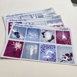 Zestaw naklejek foliowych Nightfall, Naklejki dekoracyjne, Naklejki funkcjonalne, Naklejki do planerów, Naklejki do dzienników, Scrapbooking