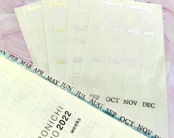 Foiled Month Tabs: Clear Planner Stickers, Journaling, Scrapbooking