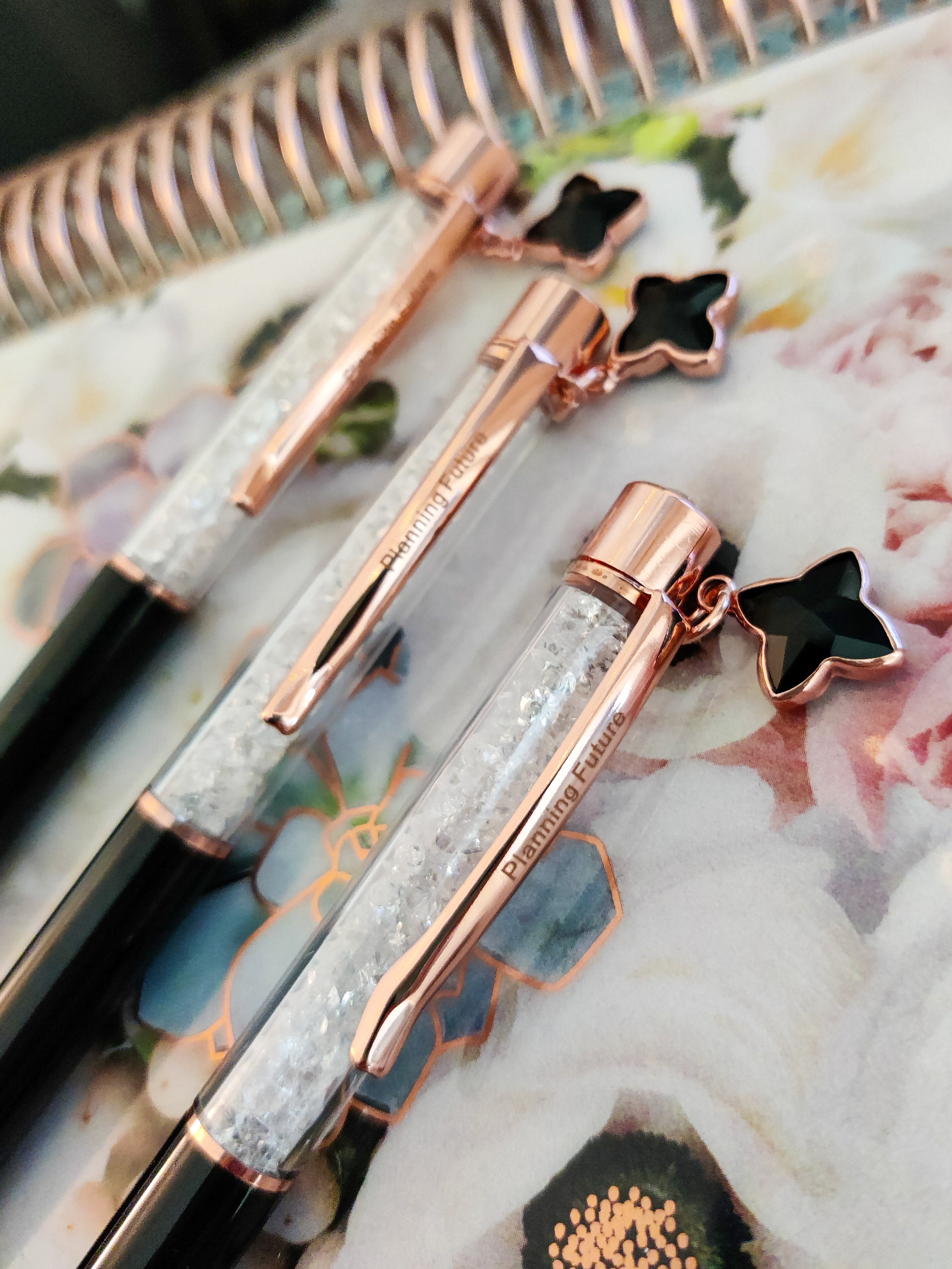 Lucky Black Ink Pen: Crystal Charm, 0.7mm Tip - Etsy