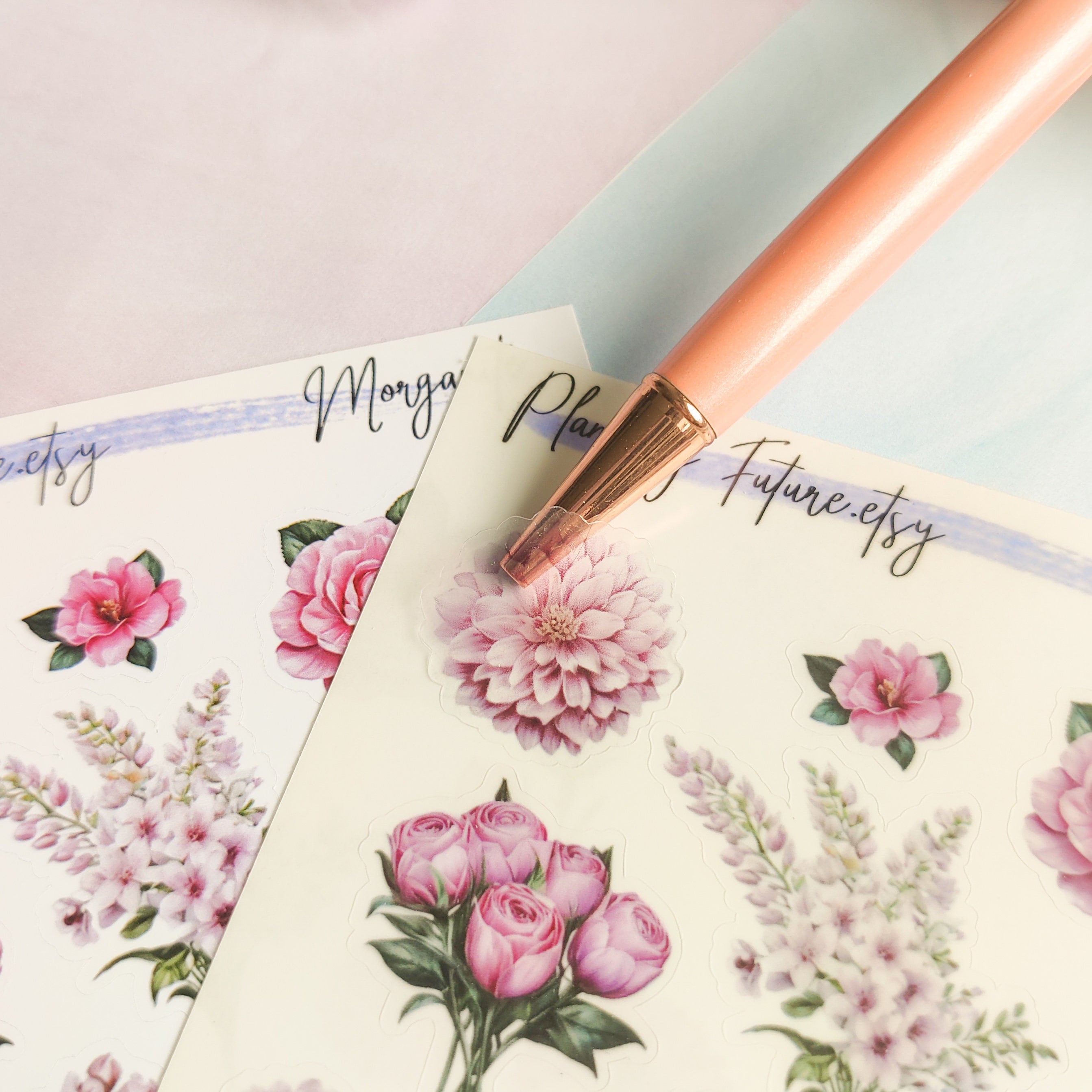 Morganite Flower stickers for planning, Decorative stickers, Planner stickers, Journaling stickers , Scrapbooking