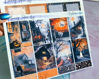 Zestaw naklejek Nightmare Ave. Rose Gold z folią do planera: dziennik, album, rękodzieło papierowe