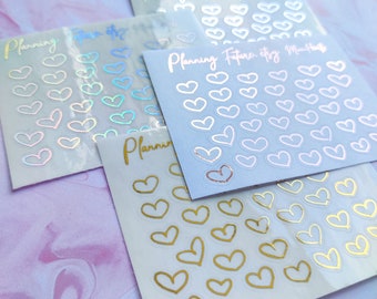 Foiled Mini Heart stickers, Decorative stickers, Planner stickers , Journaling stickers , Scrapbooking