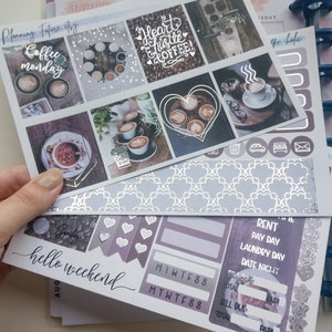 Kit di adesivi in lamina Coffee-holic, adesivi decorativi, adesivi funzionali, adesivi per planner, adesivi per journaling, scrapbooking