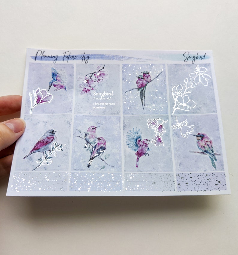 Songbird Silver Foiled Sticker Kit Planner Stickers: Journal, Scrapbook ...