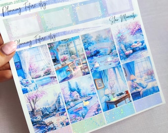 Zestaw naklejek holograficznych Slow Moments do planera: dziennik, album, artykuły papiernicze