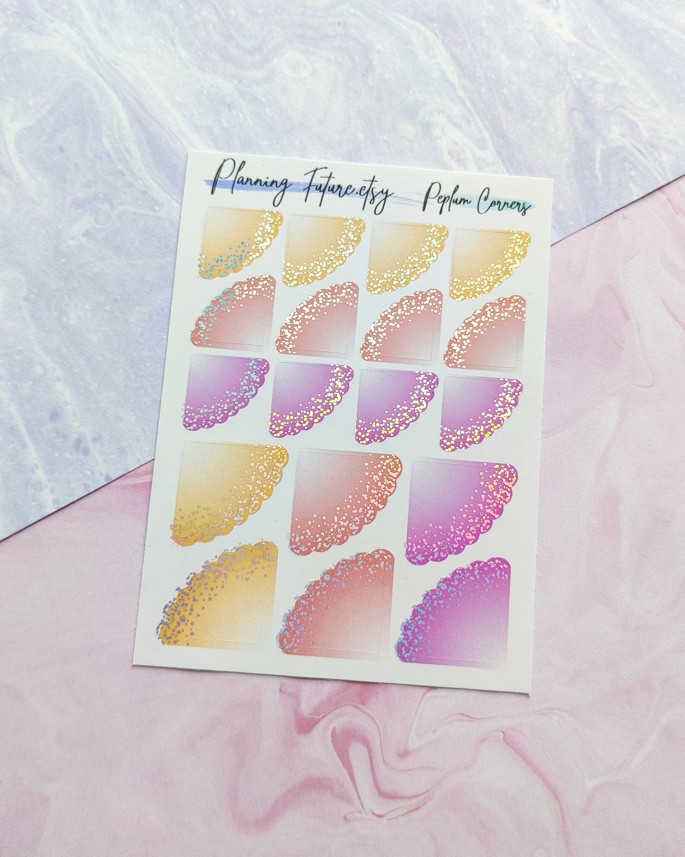 Foiled Peplum Corners Brights stickers, Decorative stickers,  Planner stickers , Journaling stickers , Scrapbooking
