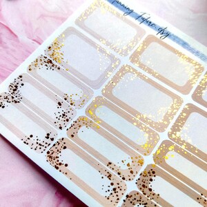 Étiquettes neutres métallisées scintillantes, autocollants demi-boîte et quart de boîte : agenda, journal, album de scrapbooking