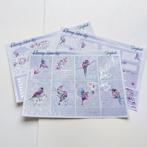 Songbird Silver Foiled sticker kit NEW FORMAT, Decorative Stickers,Functional stickers ,Planner stickers ,  , Scrapbooking