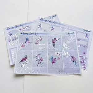 Songbird Silber Foiled Sticker Kit NEUES FORMAT, dekorative Aufkleber, Funktionale Aufkleber, Planer Aufkleber, Scrapbooking, Scrapbooking