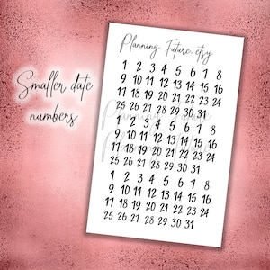 Stickers petit numéro de date CLAIR MAT ou BRILLANT, Stickers agenda, Stickers de journalisme, Scrapbooking, Stickers script