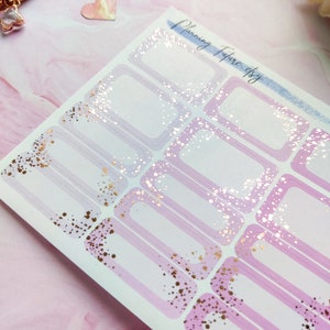 Roze verijdelde glanslabels, stickers voor halve en kwart dozen, decoratieve stickers, plannerstickers, logboekstickers, scrapbooking