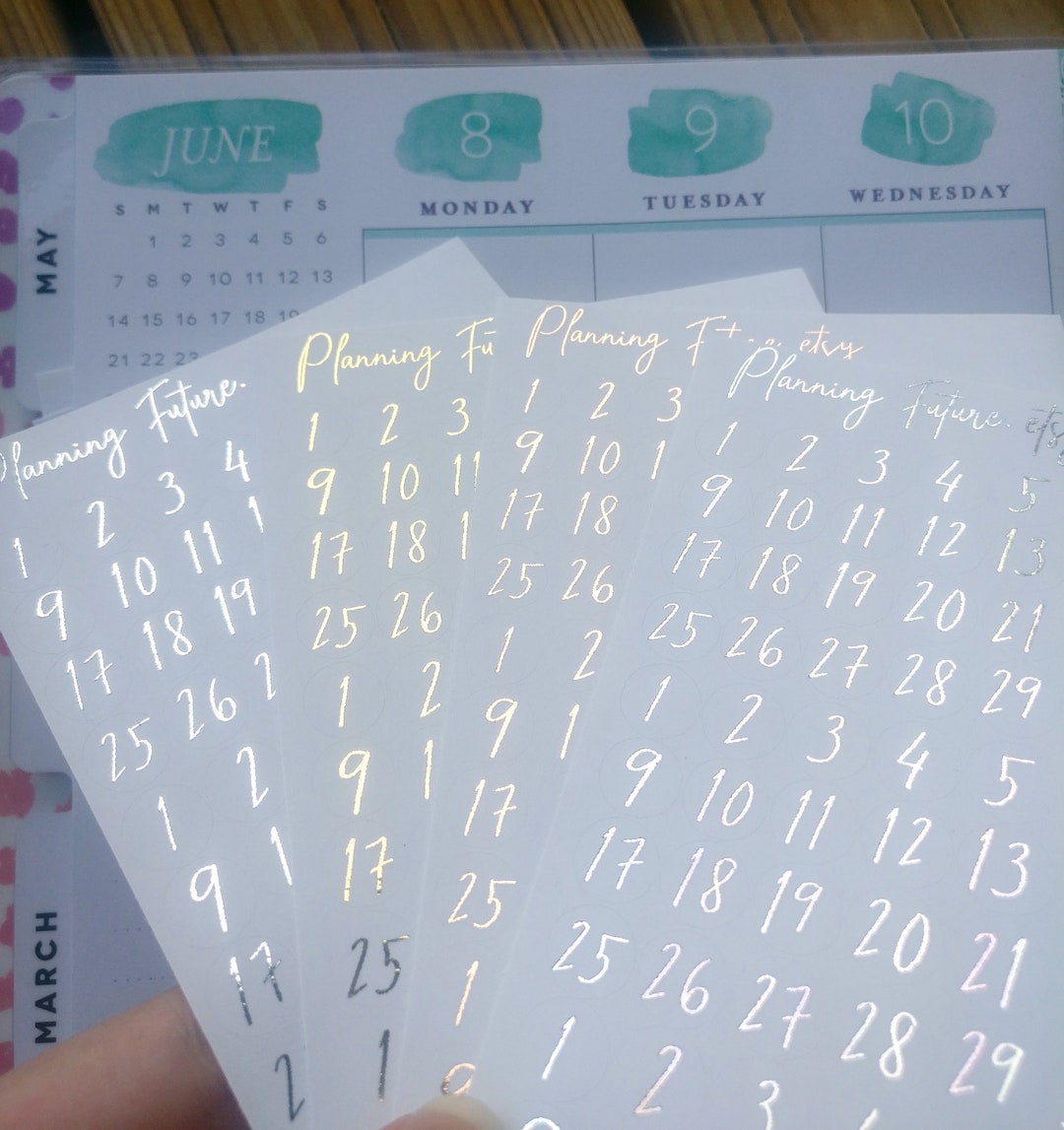 Foiled Number Stickers Stickers, Planner Stickers, Journaling Stickers