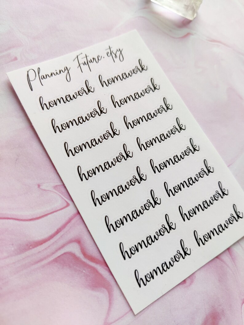 Homework Sign Cursive Homework Stickers, Text Stickers, Planner Stickers, Journaling Stickers ...