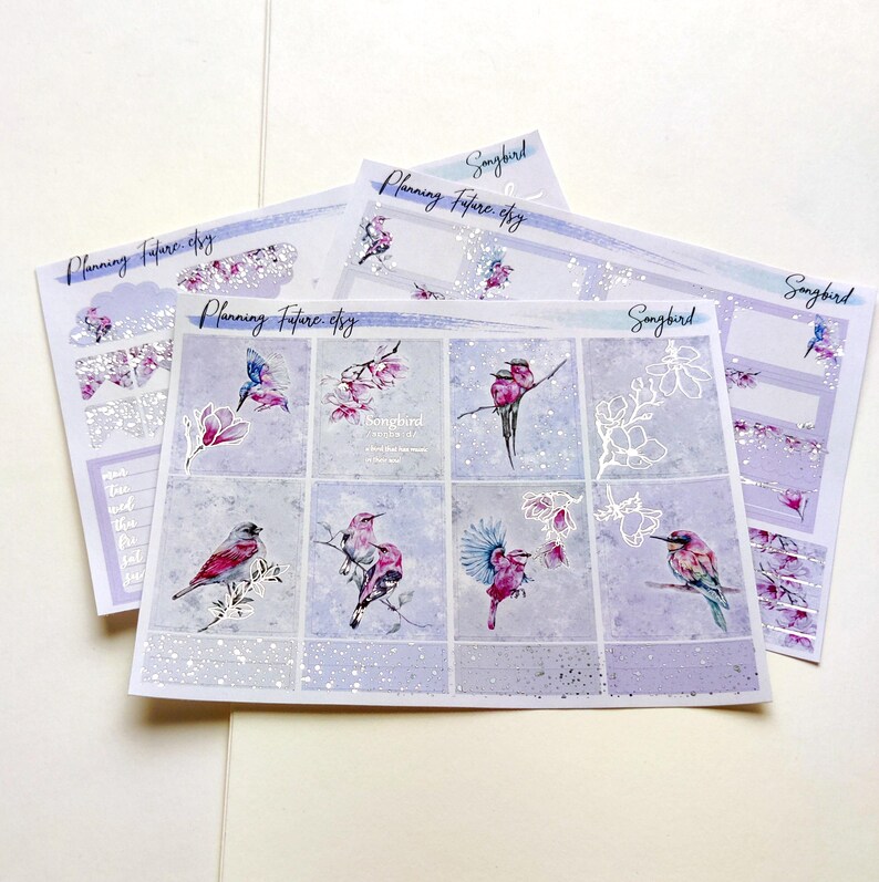 Songbird Silver Foiled Sticker Kit Planner Stickers: Journal, Scrapbook ...