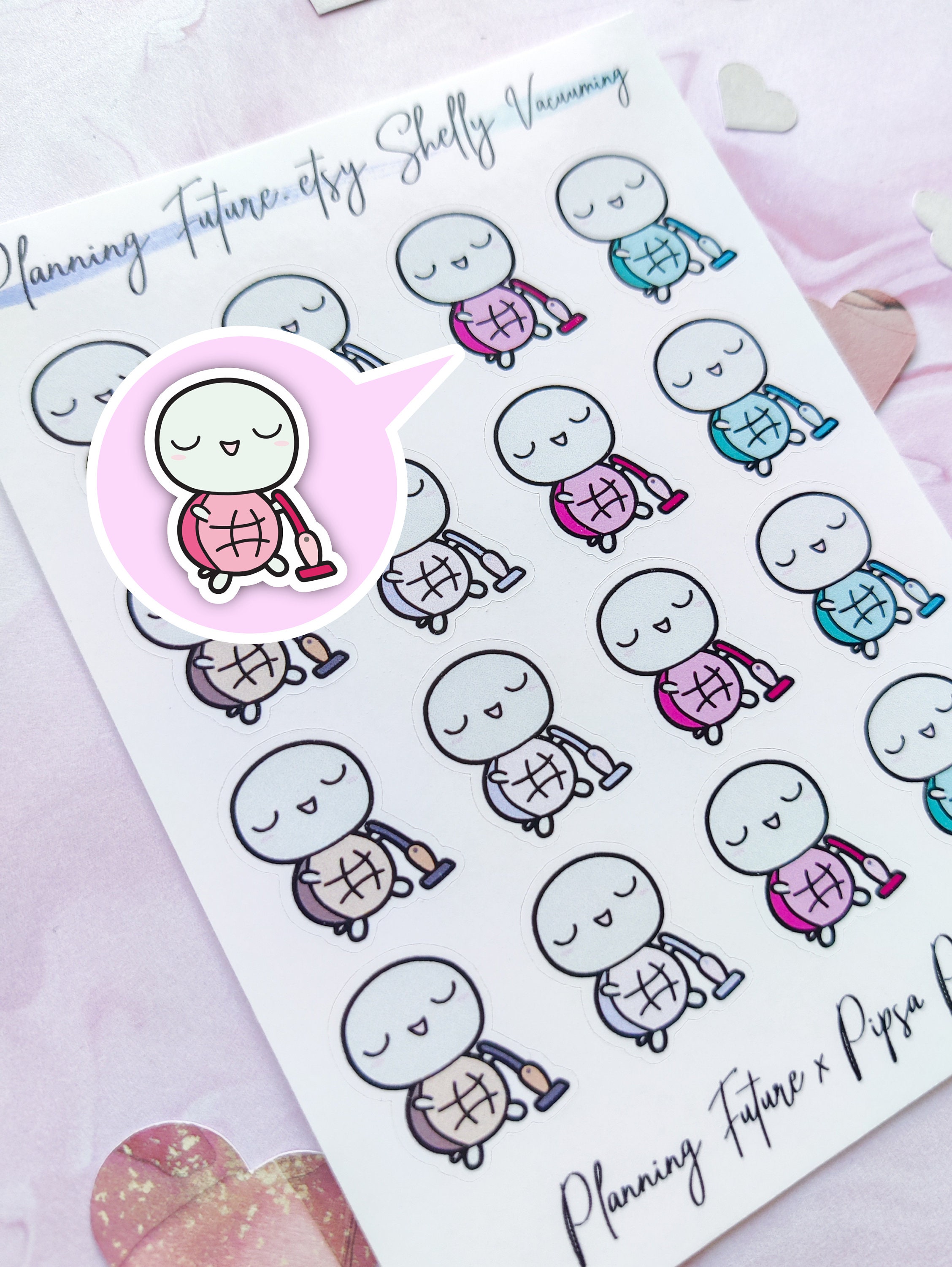 Shelly Vacuuming Character Stickers, Decorative Stickers