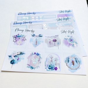Zestaw naklejek holograficznych Silent Night, Naklejki dekoracyjne, Naklejki funkcjonalne, Naklejki do planerów, Naklejki do dzienników, Scrapbooking