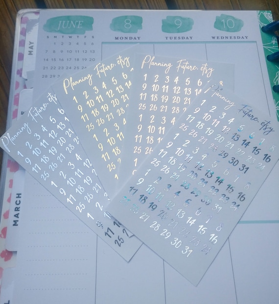 Foiled Small Number Stickers, Matte or Clear, Planner Stickers, Journaling  Stickers, Scrapbooking, Script Stickers 