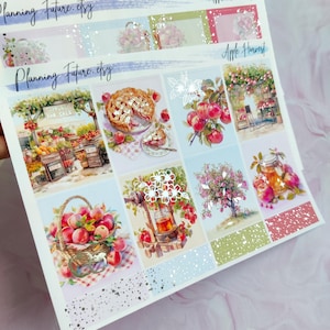 Kit de pegatinas plateadas de Apple Harvest, pegatinas decorativas, pegatinas funcionales, pegatinas para planificadores y pegatinas para diarios.