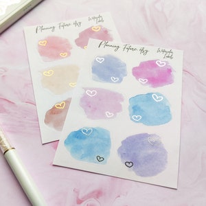 Pegatinas de acuarela, pegatinas decorativas, pegatinas para planificadores, pegatinas para diarios, pegatinas para scrapbooking