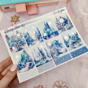 Ice Kingdom Silver Foiled Fullboxes, decoratieve stickers, functionele stickers, plannerstickers, logboekstickers