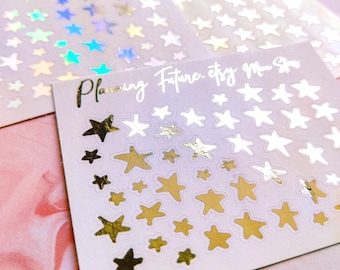 Foiled Mini Star Stickers: Planner, Journal, Scrapbook (45 stickers)