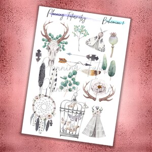 Boho 1-stickers, decoratieve stickers, plannerstickers, dagboekstickers, scrapbooking